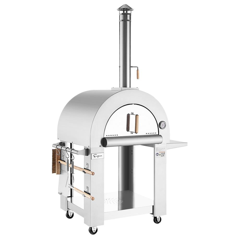 Empava Outdoor Wood Fired Pizza Oven with Collapsible Side Table