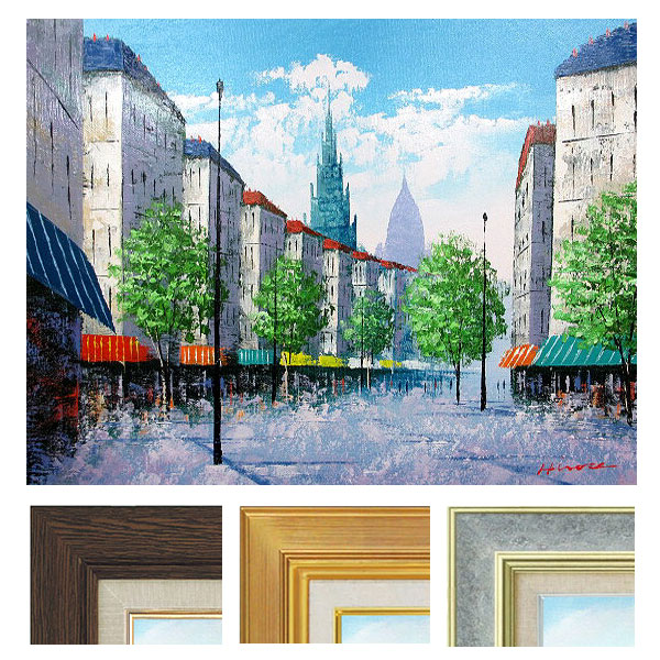 楽天市場】油彩画 F6号 広瀬和之 「パリの街角」 真筆 額入り 額装絵画