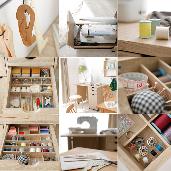 楽天市場】ミシン台 作業台 折りたたみ デスク 伸縮 収納 テーブル