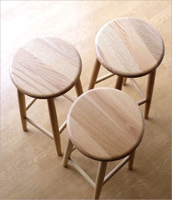 ハイスツール 天然木 無垢材 オーク 木製スツール ウッドスツール