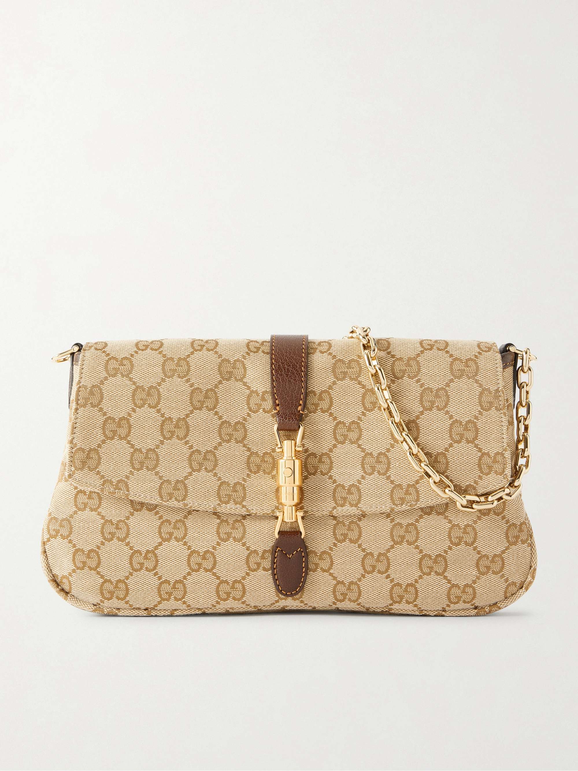 GUCCI Aperitivo leather-trimmed canvas-jacquard shoulder bag | NET