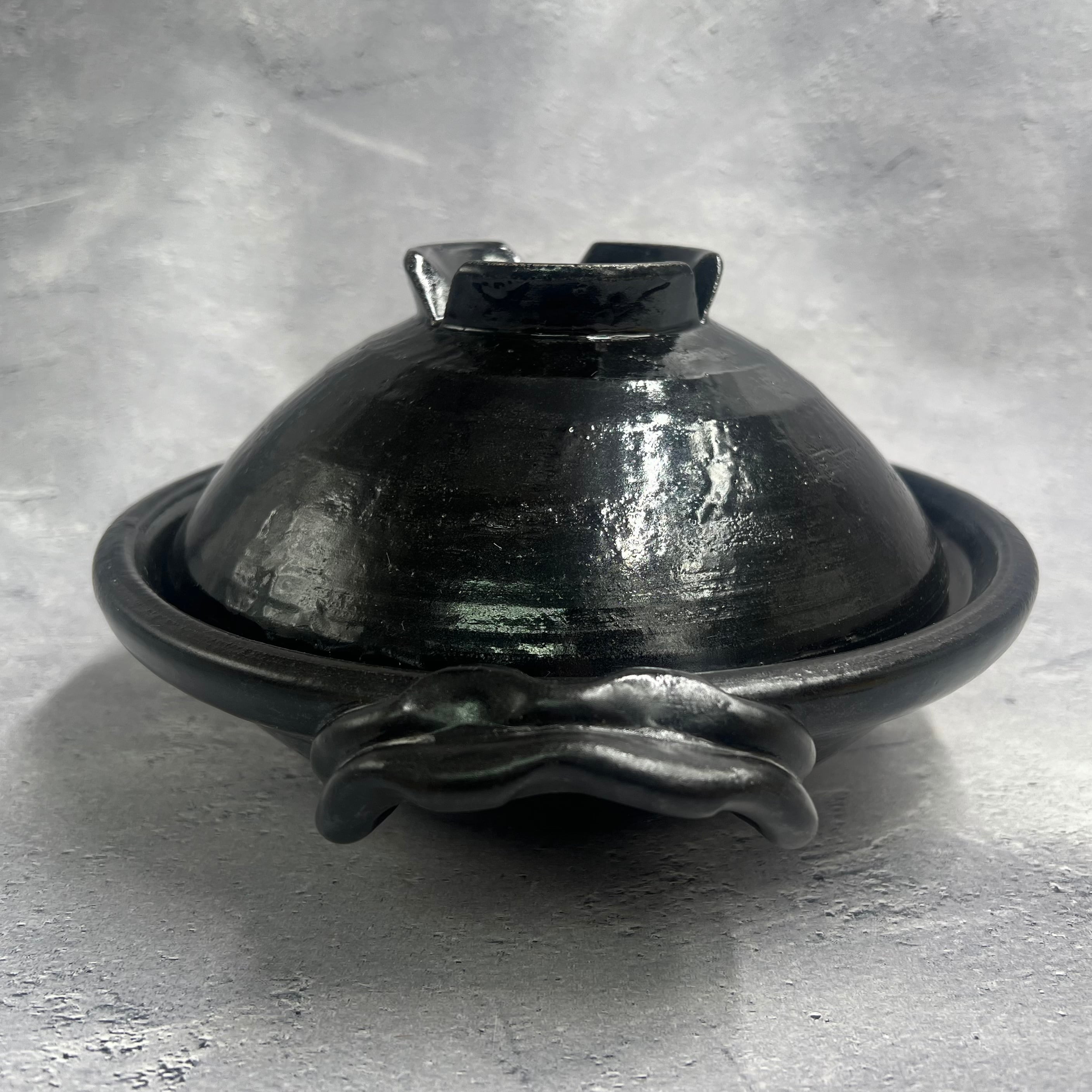 陶あん 土鍋 黒釉 浅土鍋 7号 京焼 清水焼 f | 京焼 陶あん ➖新作