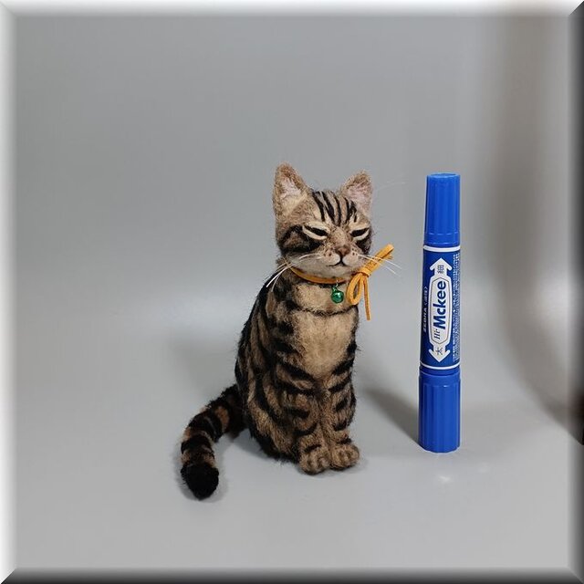 羊毛フェルト 猫 キジトラ猫 ねこ ネコ 猫フィギュア | iichi 日々の