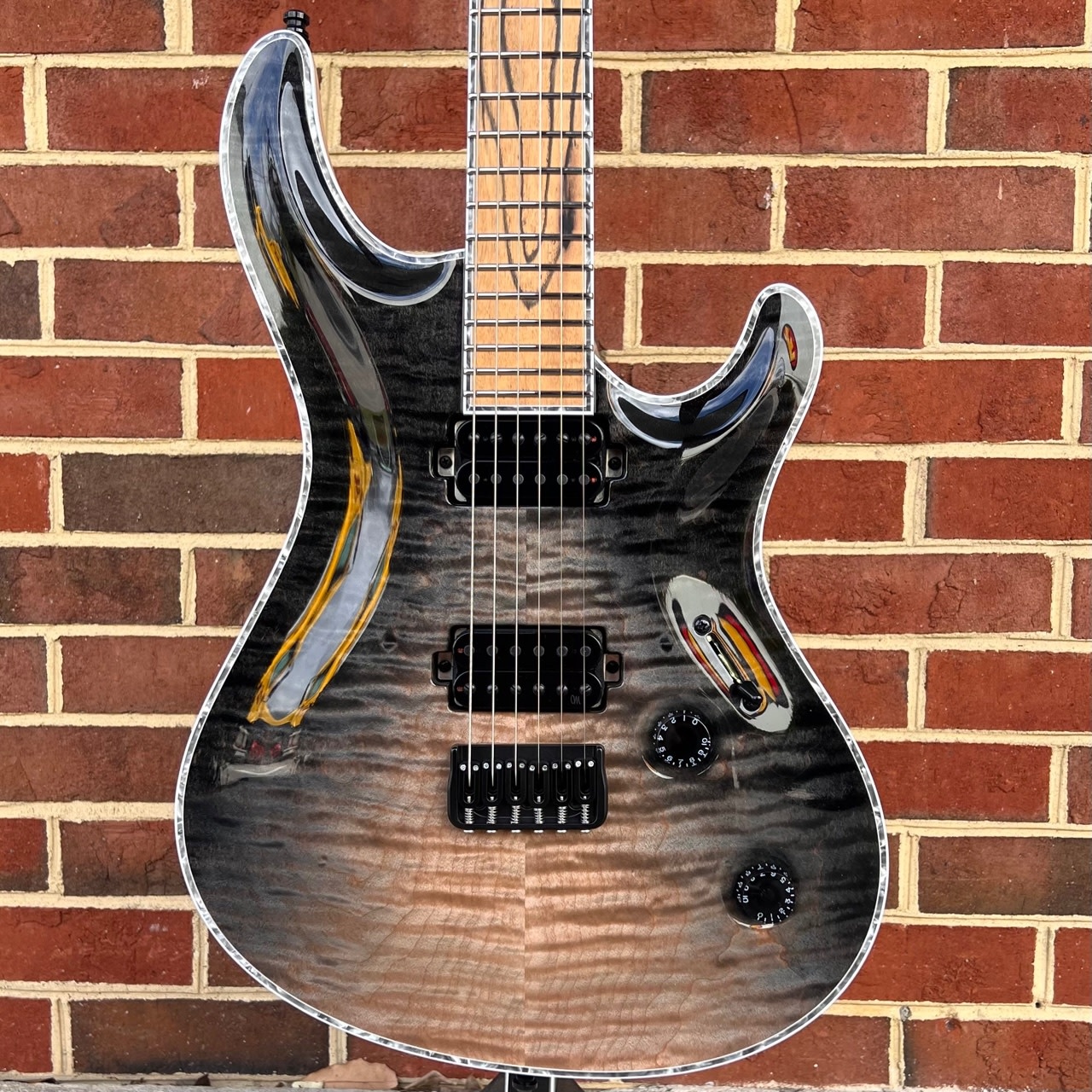 Mayones Regius Core 6, Custom Color, 4A Quilted Maple Top, Swamp