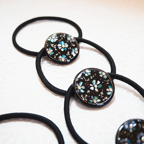 水銀花/ヘアゴム/ポニーフック/螺鈿細工風レジン ヘアゴム 〈カラン