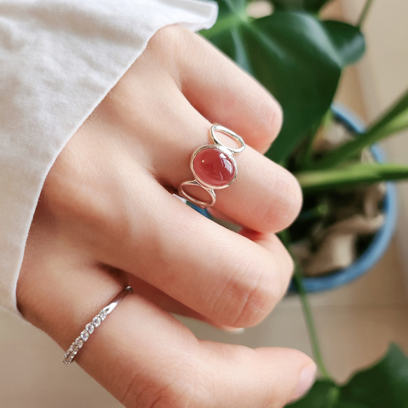 インカローズAAAオーバル 10＊8mm シルバーリング H-182S 指輪