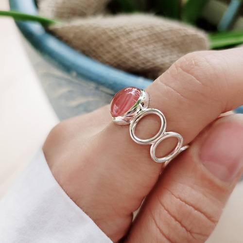 インカローズAAAオーバル 10＊8mm シルバーリング H-182S 指輪