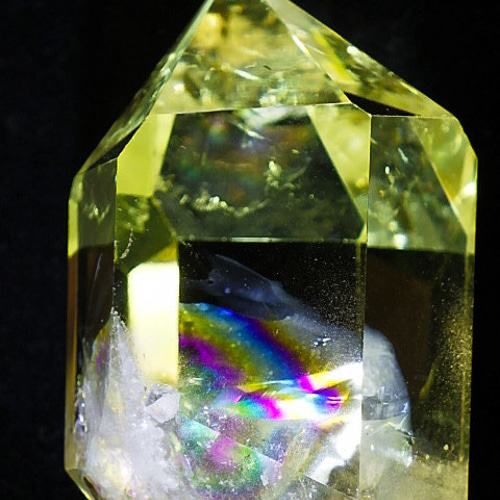 ☆虹の神光☆レインボーシトリンポイント☆52g/48mm☆イエロークォーツ