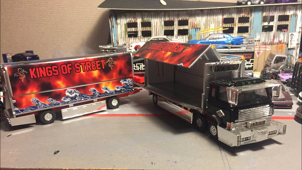 1/64 デコトラ 双載龍 ダブルドラゴン制作 ミニデコ アオシマ - YouTube