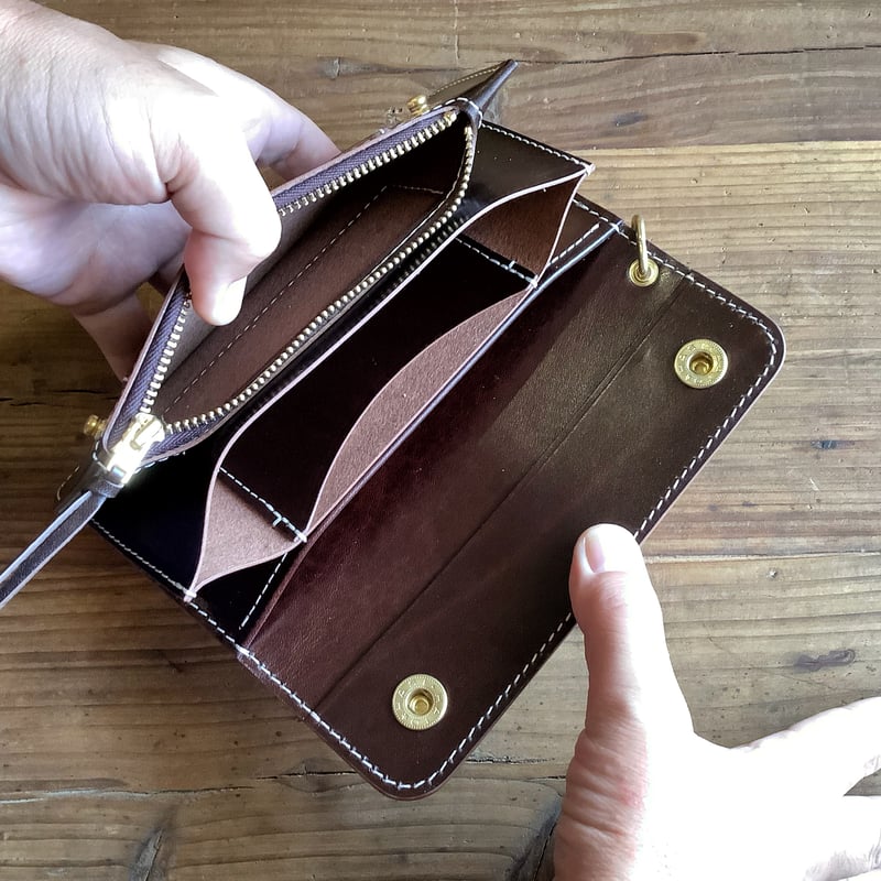 ルガトショルダー ダークブラウン トラッカーウォレット | keywest828