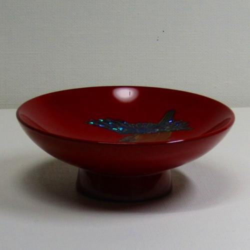 輪島塗 杯 (盃) (小) -川せみの蒔絵仕上げ- [朱色] 螺鈿(ラデン)・切り