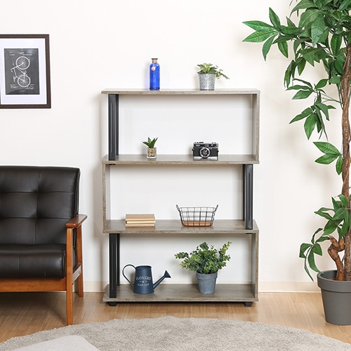 ディスプレイラック 3段 幅800×奥行298×高さ1126mm S字 オープン