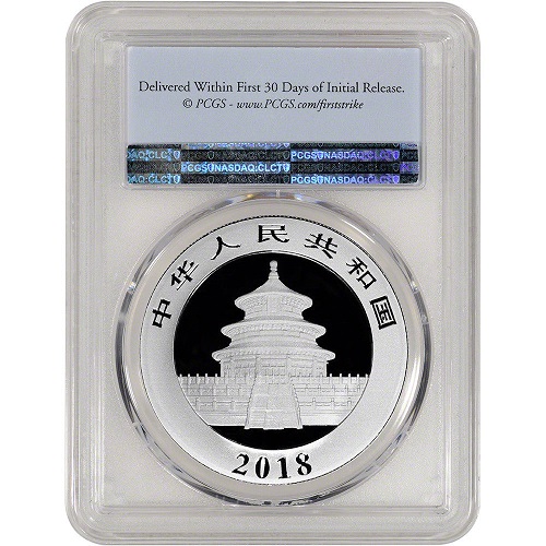銀行振込5%オフ】 2018年 中国パンダ銀貨 30g PCGS鑑定 MS70 FIRST
