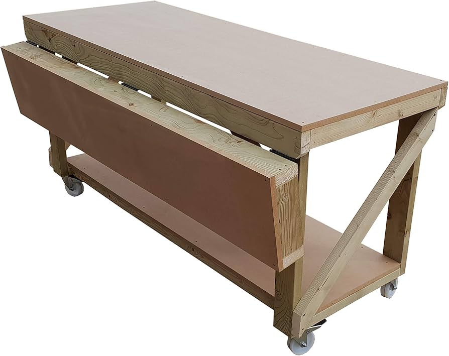 Wooden MDF Workbench With Extendable Working Surface And Castor