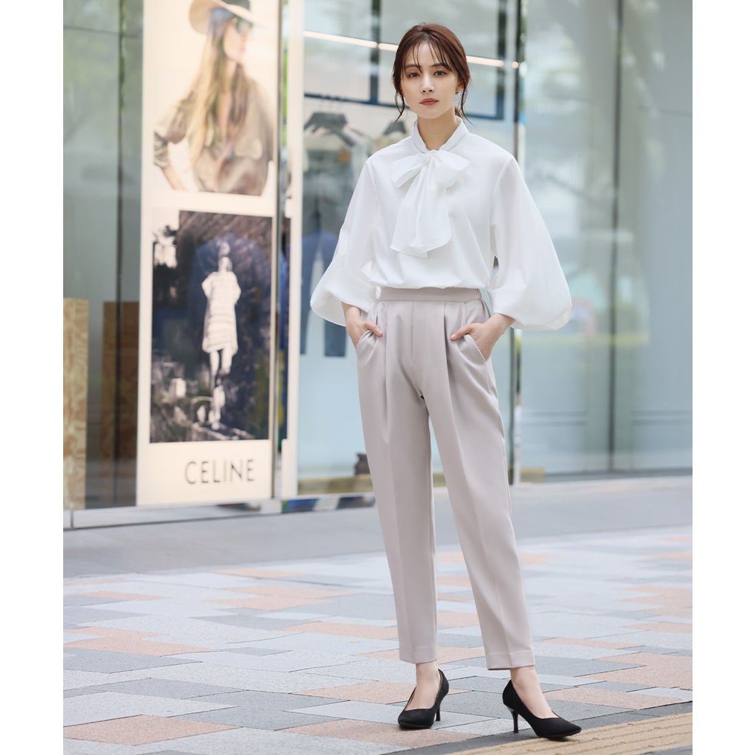 フロリア Flolia フレアジャケット テーパードパンツ セットアップ