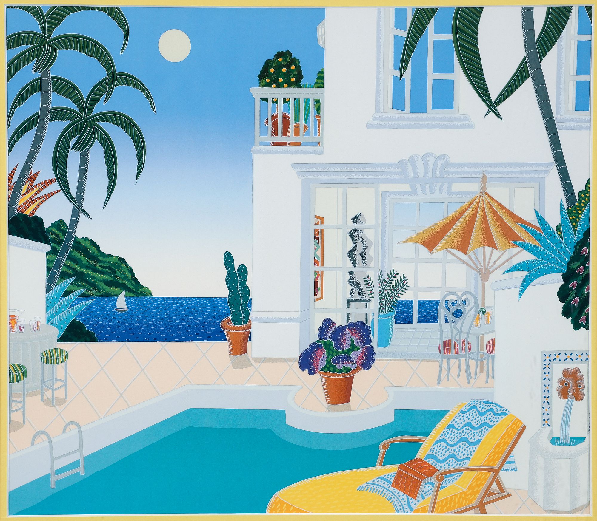 Thomas McKnight Gulf Pool offset lithograph framed sold at auction
