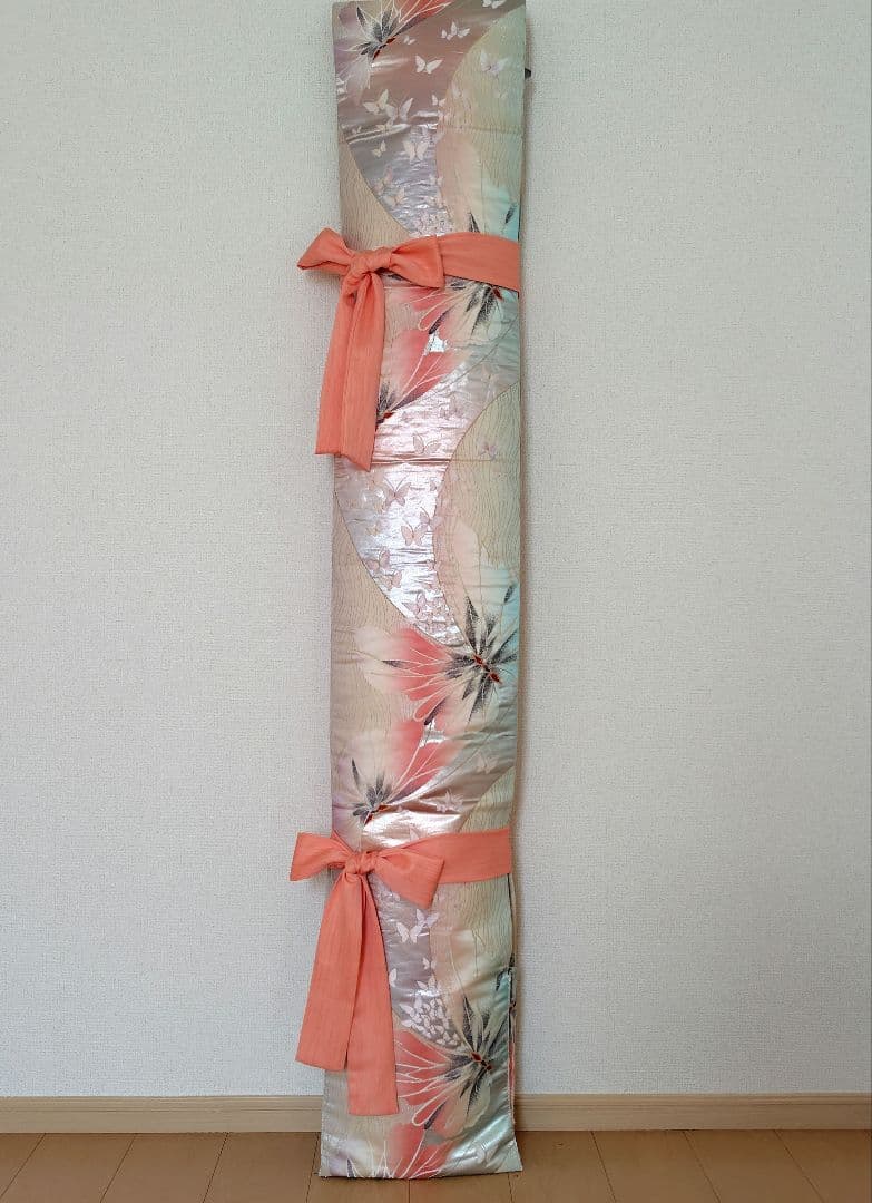 お琴カバー【優】着物帯 ゆたん油単ハンドメイド 和楽器 正絹 袋帯 山田流生田流 ◇錦ゆたん [赤色 花柄 竹] 十三絃用 油単 琴用 箏用 琴カバー 覆い