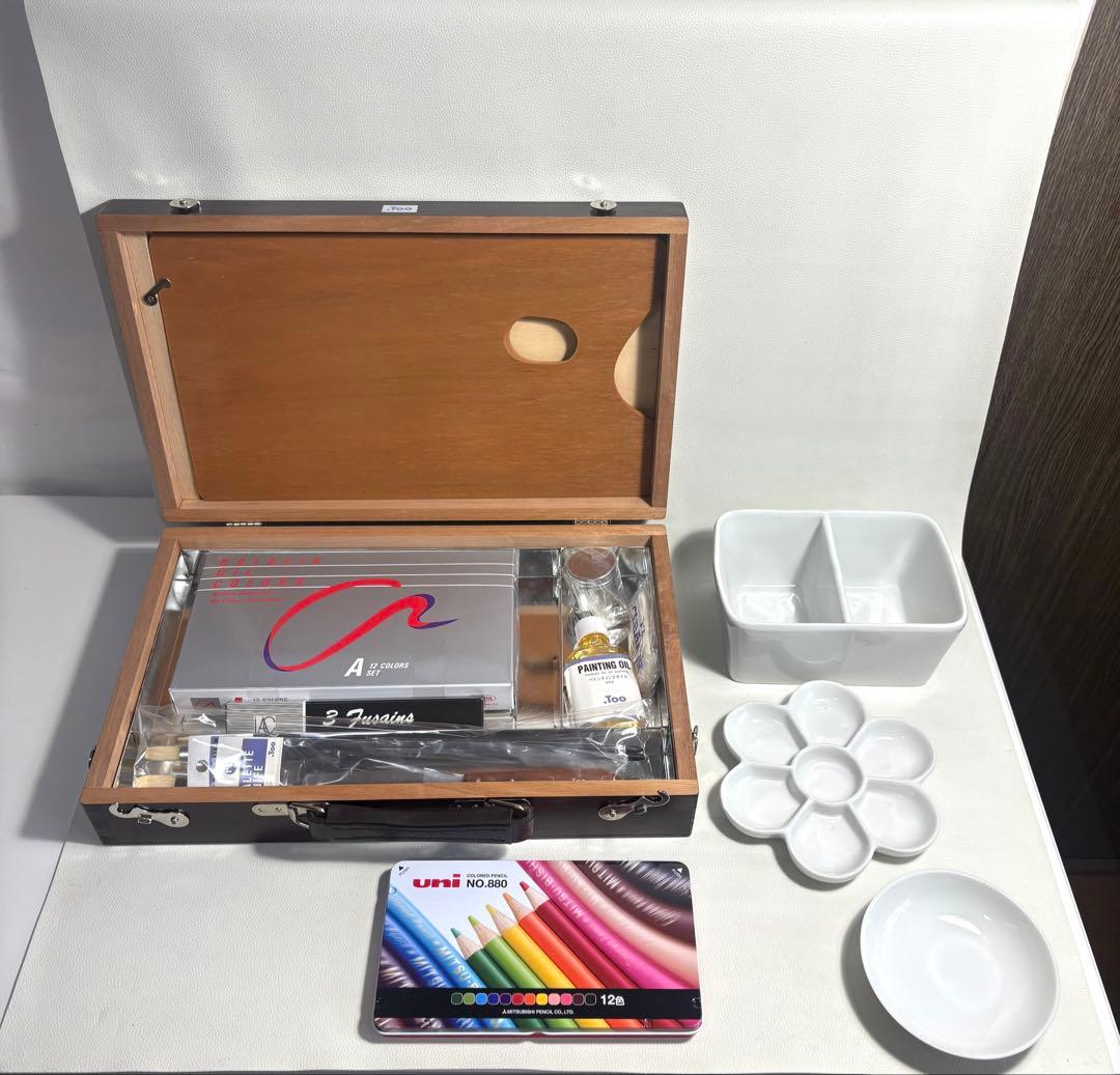 TOO木製ケース絵画セット　TOO，HOLBEIN，Uni 他セット Holbein Artist Colored Pencil 30th Anniversary Wood Box Set of 150