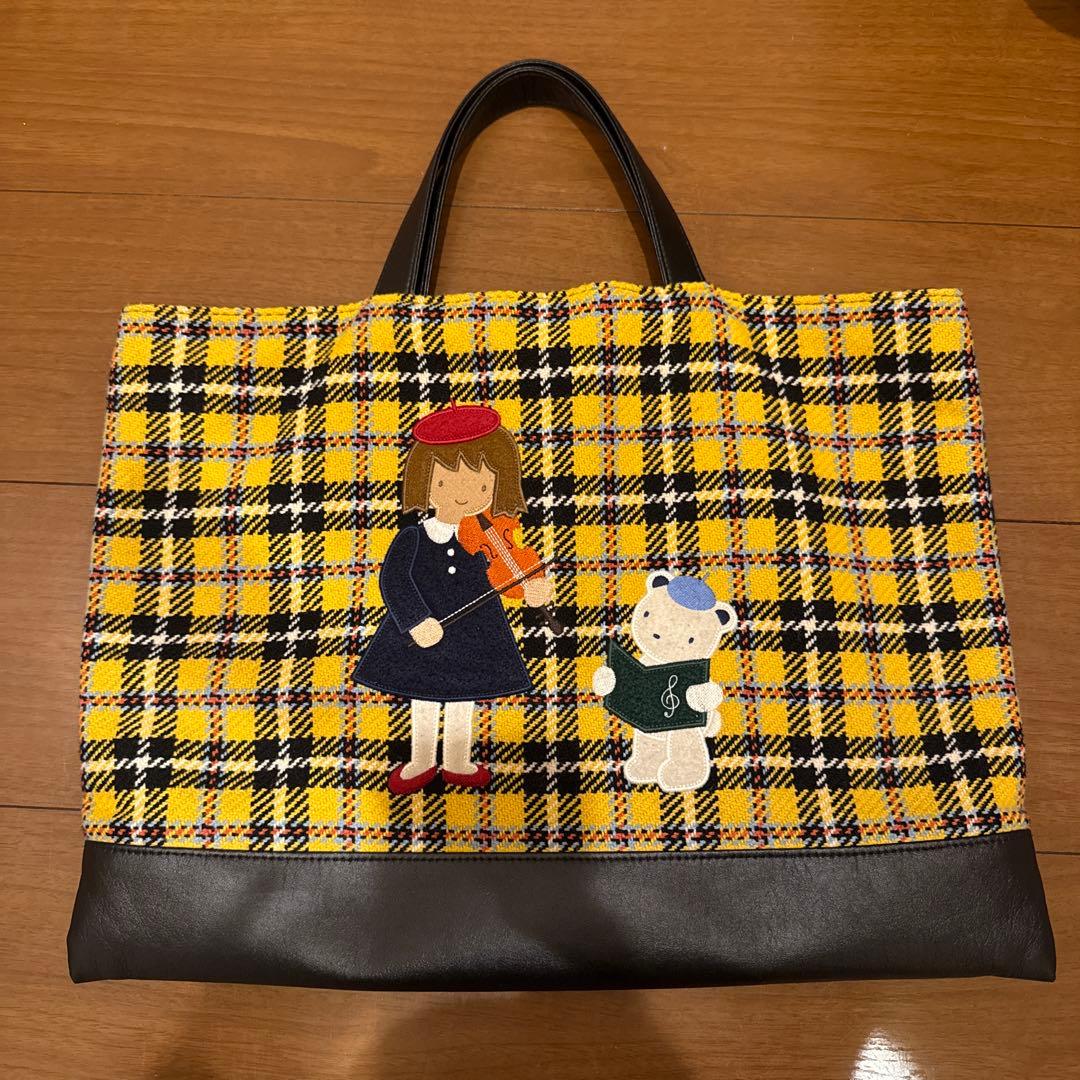 ファミリアfamiliar レッスンバッグ　バイオリンデザイン 受注制作】バイオリン 犬 お受験かばん 手提げかばん レッスンバッグ
