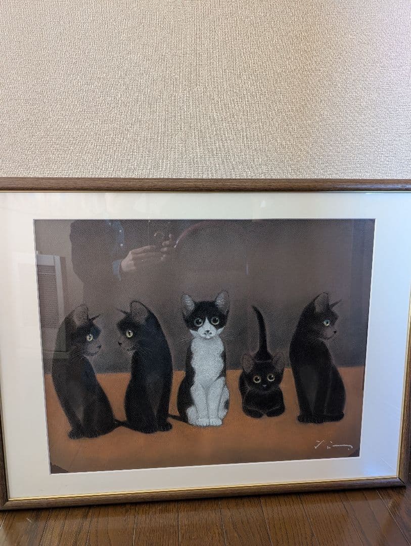 猫のパステル画 木製フレーム付き 4d0a967f4580b013f3a53c1f8b67a1