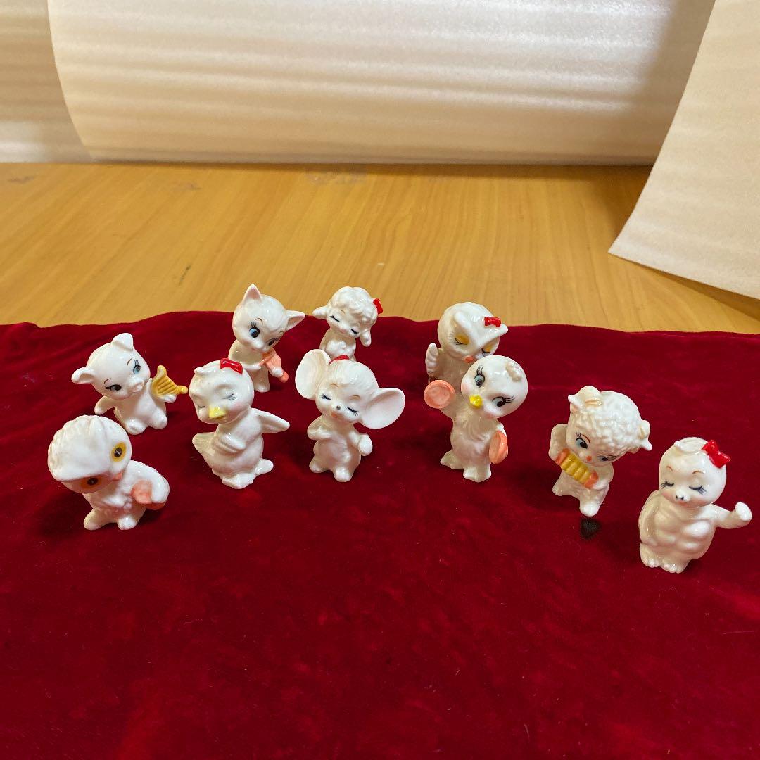 確認用　BONE CHINA JAPAN ミニ置物 送料無料 ◇ ミニチュア ボーンチャイナ 天使 粘土の花 ガラスケース