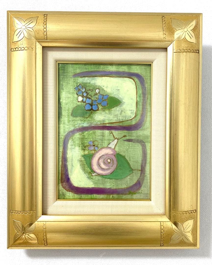 「紫陽花　かたつむり」　油絵　林田伊代美 紫陽花 かたつむり」 油絵 林田伊代美 - メルカリ
