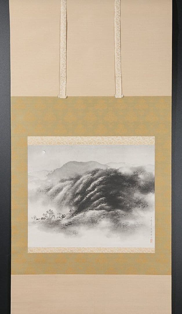 林文塘 2点 ［蛍 に舟上美人図］［連峯］ 水墨画 掛軸 真作 - メルカリ