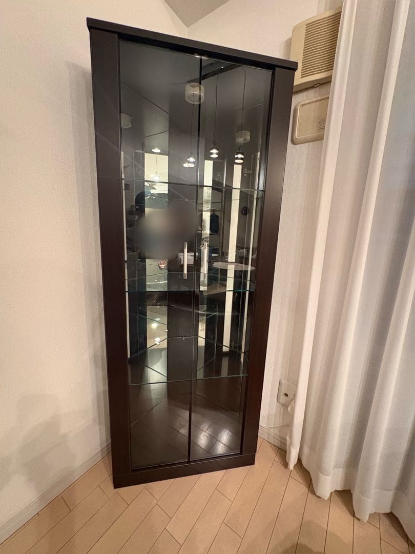 n*k様 ガラス棚　ショーケース棚　4段　照明付き ガラス コレクション ケース 4段 LED 照明 スリム 幅42.5cm