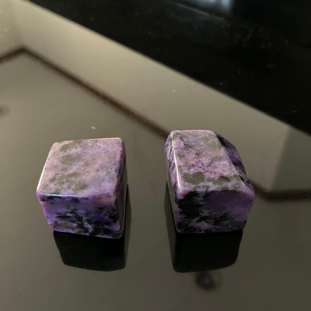 よしみさま専用チャロアイト　キューブ　2個セット　天然石置物　Z141 yb240710vms7tlfg-6.jpg