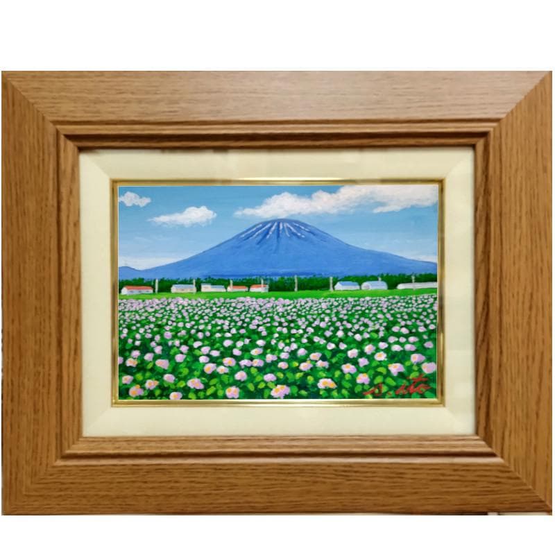 ☆伊藤正一☆「ジャガイモの花（俱知安町）」アクリル画　サイズSM 10cmアクリル画No.107 #伊藤まさあき #10cm角 #アクリル画 #cat #猫