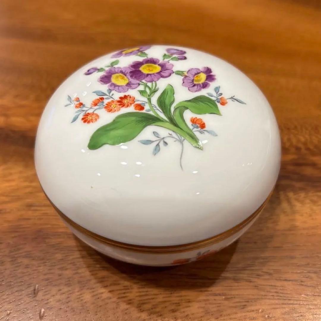 Meissen マイセン 花柄 小物入れ ボンボニエール 1924年以前Meissenマイセンコバルト/金彩/ドイツフラワーのボンボ