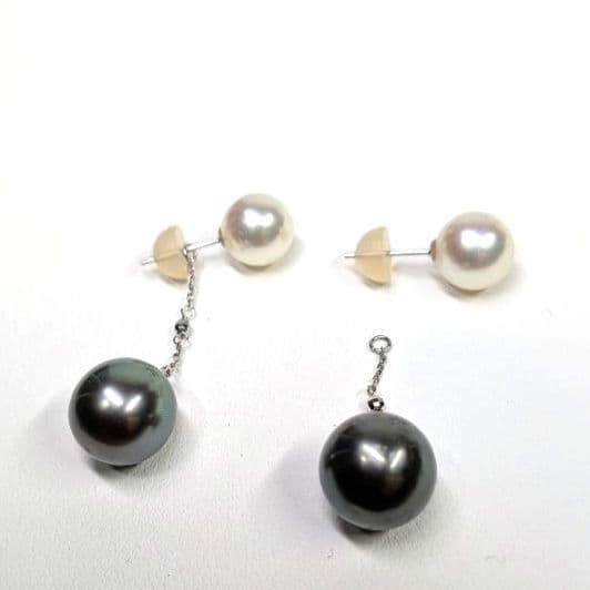 リメイク新品】K14WG アコヤ真珠×タヒチ黒蝶真珠 2WAYピアス - メルカリ